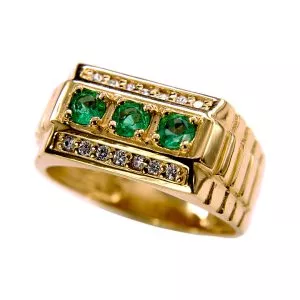 ANILLO EN ORO DE 18K CON ESMERALDA Y DIAMANTES