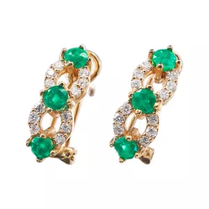 ARETES EN ORO DE 18K CON ESMERALDAS Y DIAMANTES