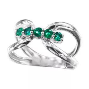 ANILLO EN ORO BLANCO DE 18K CON ESMERALDAS