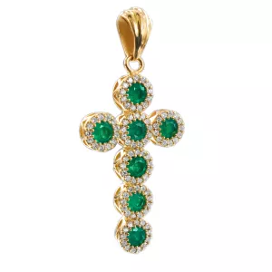 DIJE EN ORO DE 18K CON ESMERALDAS Y DIAMANTES