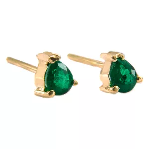ARETES EN ORO DE 18K CON ESMERALDAS TALLA LÁGRIMA