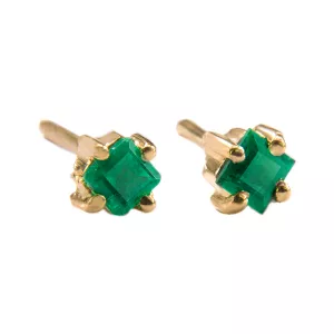 ARETES EN ORO DE 18K CON ESMERALDAS TALLA CUADRADA