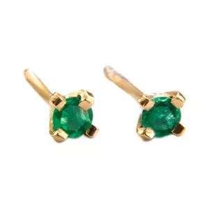ARETES EN ORO DE 18K CON ESMERALDAS TALLA REDONDA